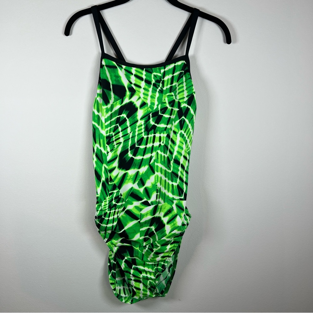 Speedo Endurance One Piece Swim Suit Green Black White 40 US Size 14 Womens